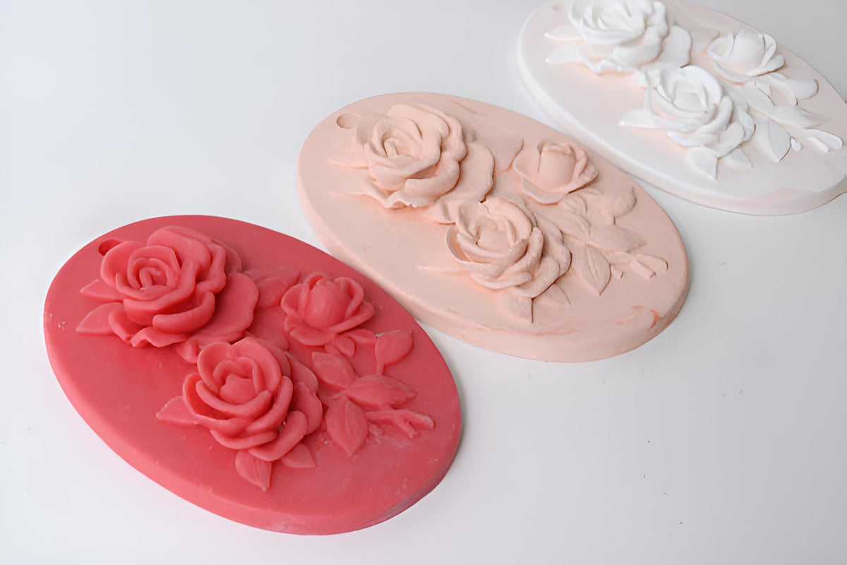 Flower tablet silicone mold, Wild Rose Intaglio Impression, Gypsum diffuser, Framed flower, Wall decor, Baking, Candle