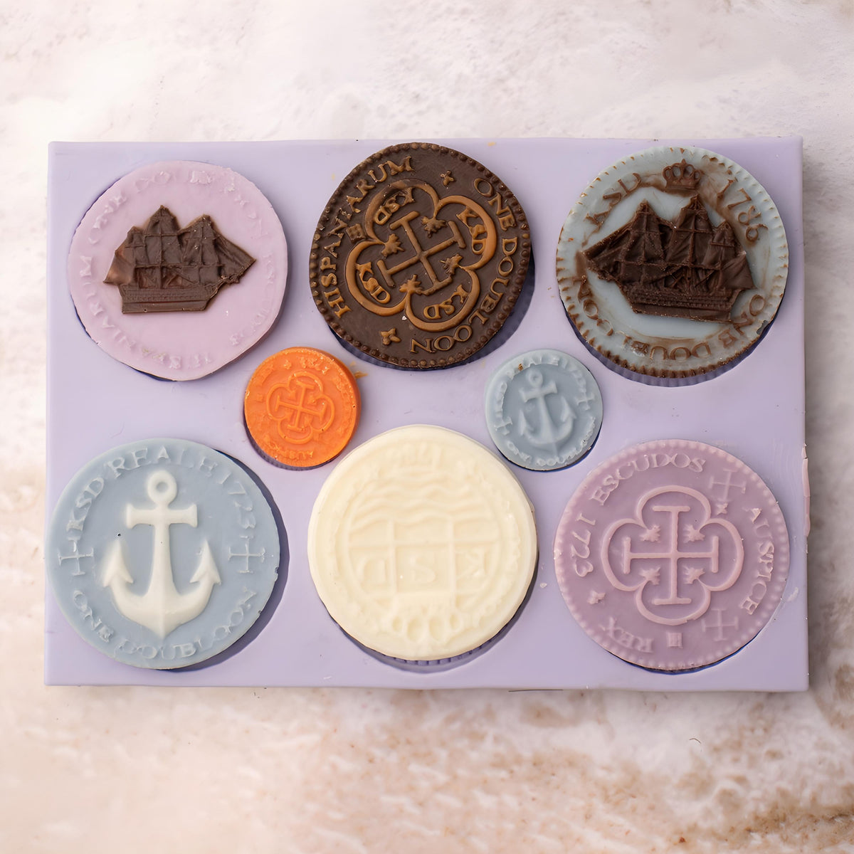 Marine Coin Silicone Mold, Vintage Candle Decor, Pottery, Wax Seal