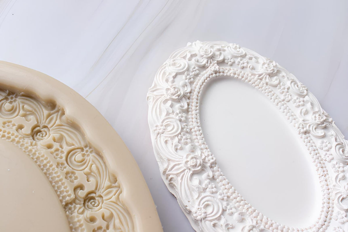 Rose Bead Frame Silicone Mold, Vintage Decor Tray, Intaglio Art