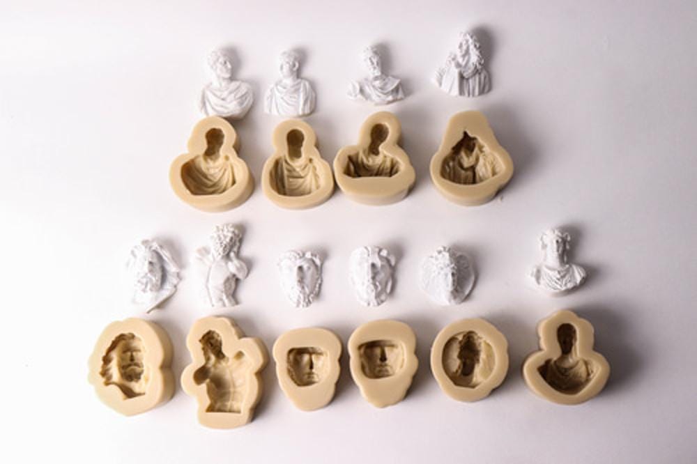 Roman Bust Silicone Mold, Mini Sculpture, Fridge Magnet, Intaglio Art