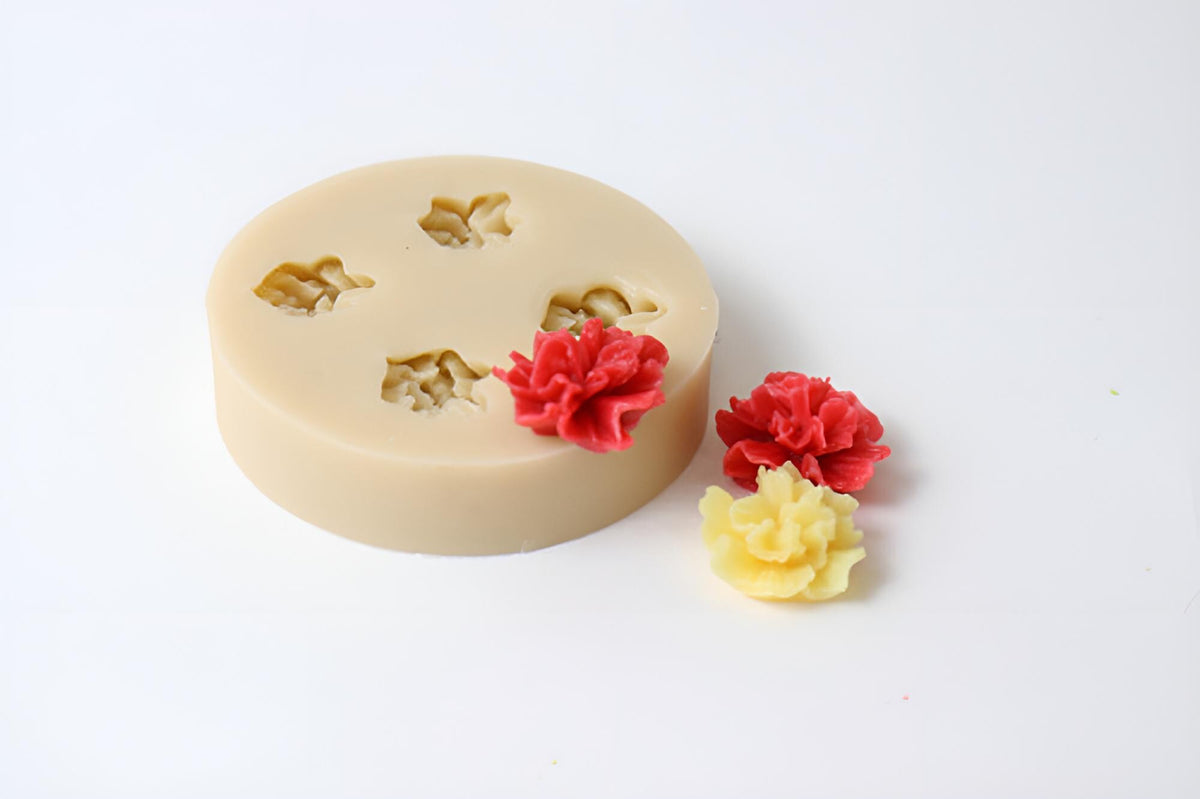 Mini Carnation Silicone Mold, 4 Cavity, Cake Decor, Candy, Brooch Making