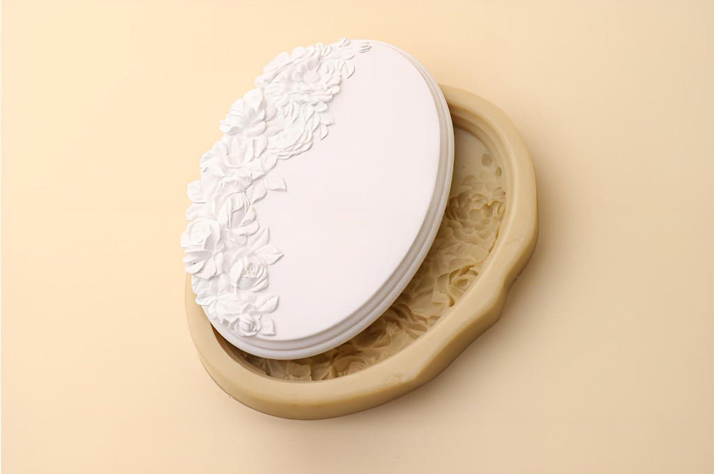 Oval Rose Vine Silicone Mold, Frame, Pottery Resin