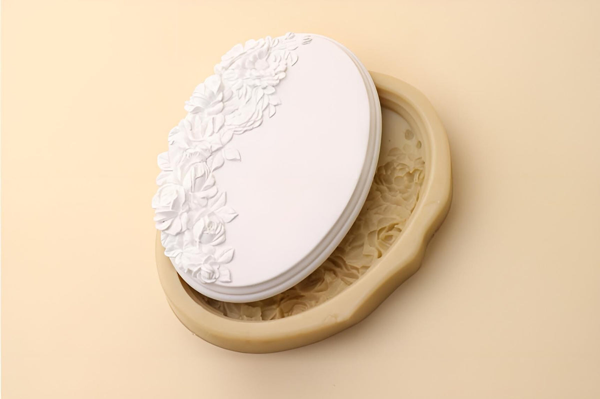 Oval Rose Vine Silicone Mold, Frame, Pottery Resin