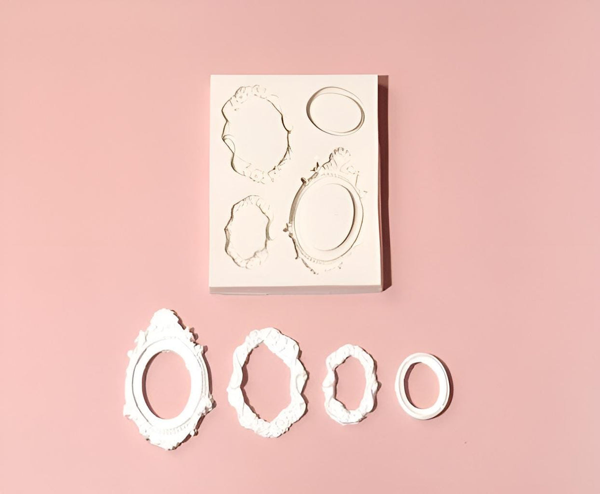 Vintage Cameo Frame Silicone Mold, Antique Decor, Intaglio Art (4 Cavity)