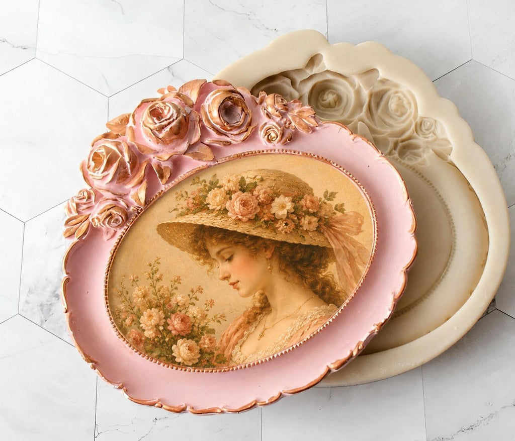 Rose Silicone Tray Mold, Large Antique Picture Frame