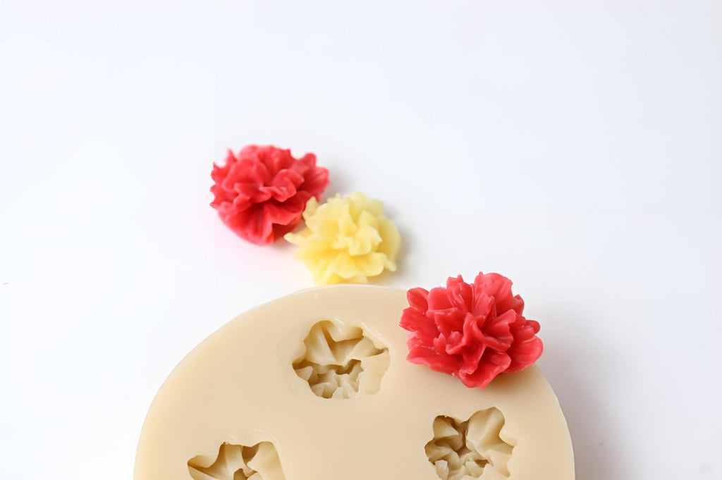 Mini Carnation Silicone Mold, 4 Cavity, Cake Decor, Candy, Brooch Making