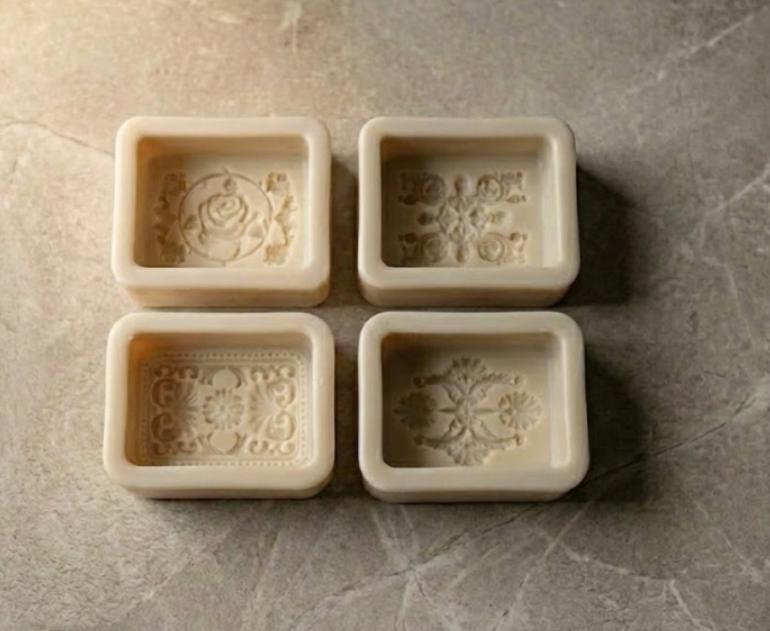 Antique European Style Soap Mold, Hand-Carved Relief, Floral Ornament Diffuser Making