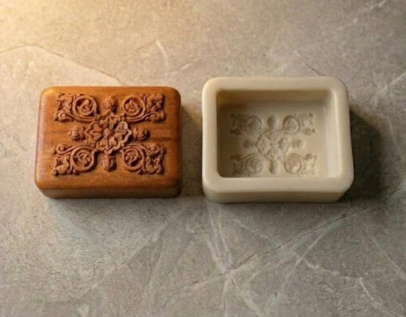 Antique European Style Soap Mold, Hand-Carved Relief, Floral Ornament Diffuser Making