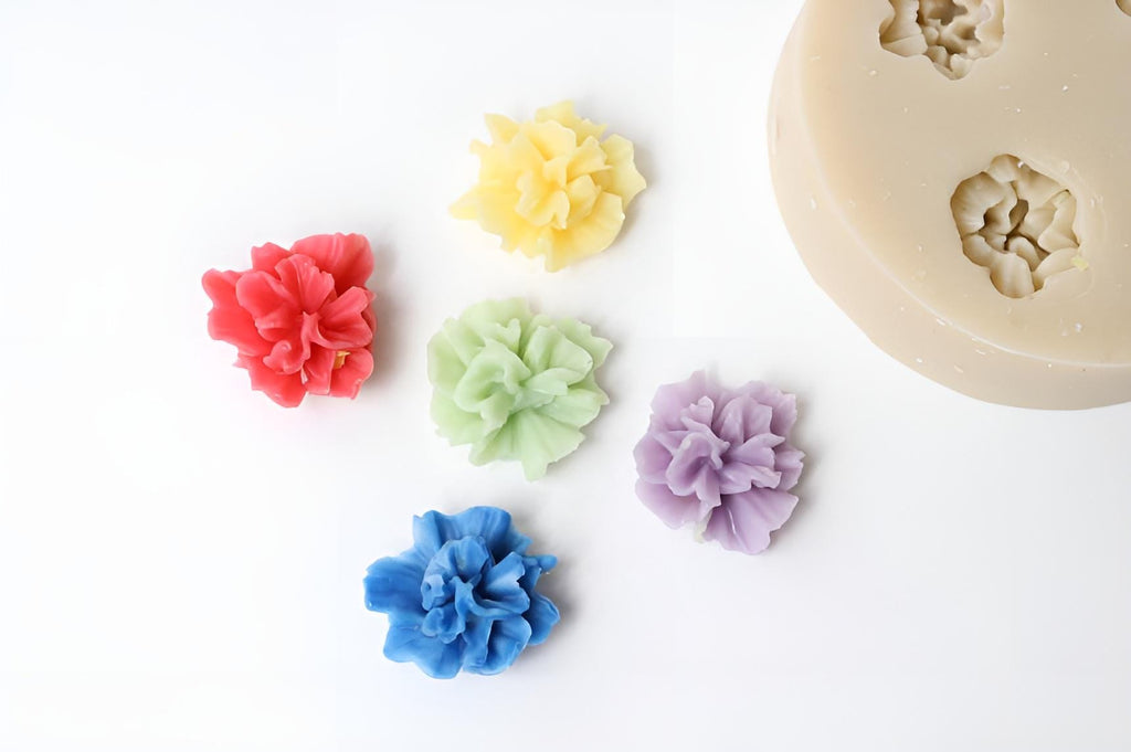Mini Carnation Silicone Mold, 4 Cavity, Cake Decor, Candy, Brooch Making