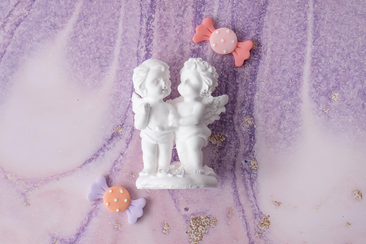 3D Twin Angel Silicone Mold, Candle, Soap, Clay (45x50x65mm)