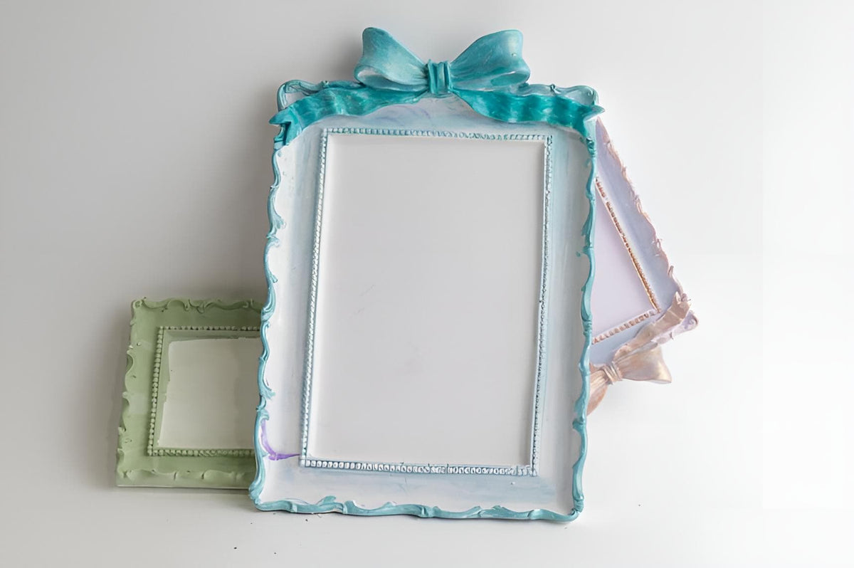 Vintage Ribbon Picture Frame Silicone Mold, Cake Decor
