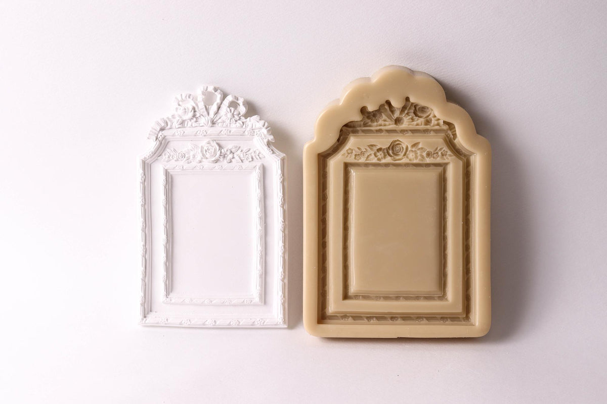 Antique Rectangle Frame Silicone Mold, Food Safe Cake Decor